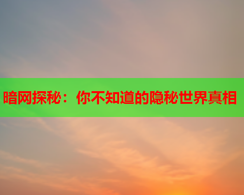 暗网探秘：你不知道的隐秘世界真相  第1张